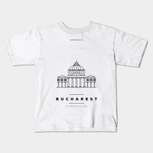 Bucharest Minimal Black Line Design Kids T-Shirt